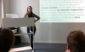 Amber Roussel speaking at an event during last year's Social Media Week Berlin. Photo: Berlinow